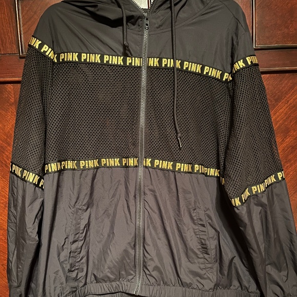 PINK Victoria's Secret Jackets & Blazers - Victoria’s Secret PINK Black and Gold Windbreaker